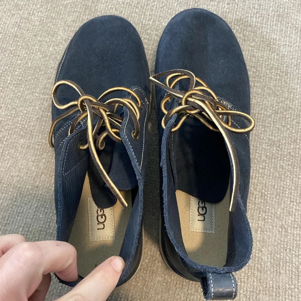 UGG Boots Mens Size 13 Blue Suede Chukka Ankle Lined Casual Winter 1020369